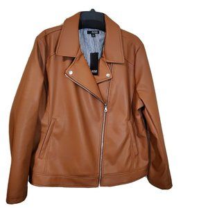 a.n.a Brown Leather Jacket